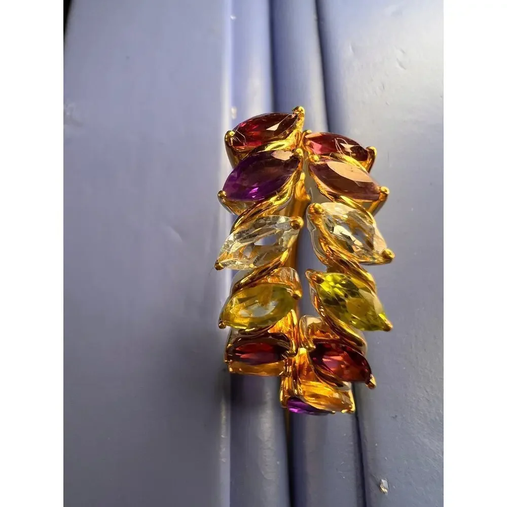 NEW multi gemstone hoop earrings in vermeil gold over sterling silver